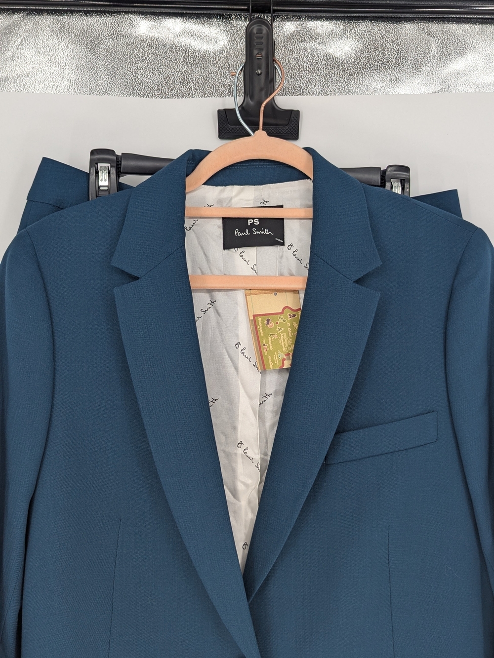 11674 Men's Paul Smith The Soho Tailored Fit 2 Piece Wool Suit Teal size 42/44 - Picture 3 of 16